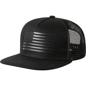 American flag snapback trucker hat flat bill adjustable baseball cap mesh back